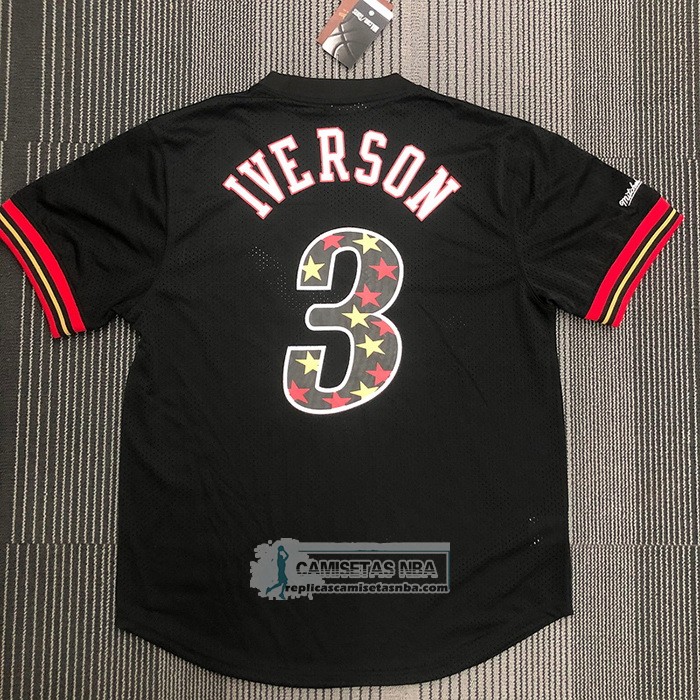 Camiseta Manga Corta Philadelphia 76ers Allen Iverson NO 3 Negro2
